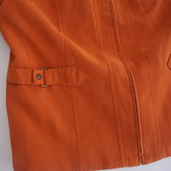 Vintage Conrad C Burnt Orange Faux Suede Zip Up Blazer Jacket 16 - Picture 5 of 16
